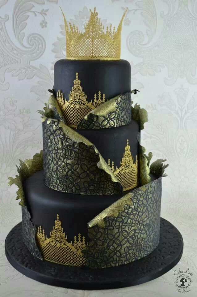 Black Cake with Gold Laces - Amazing Cake Ideas