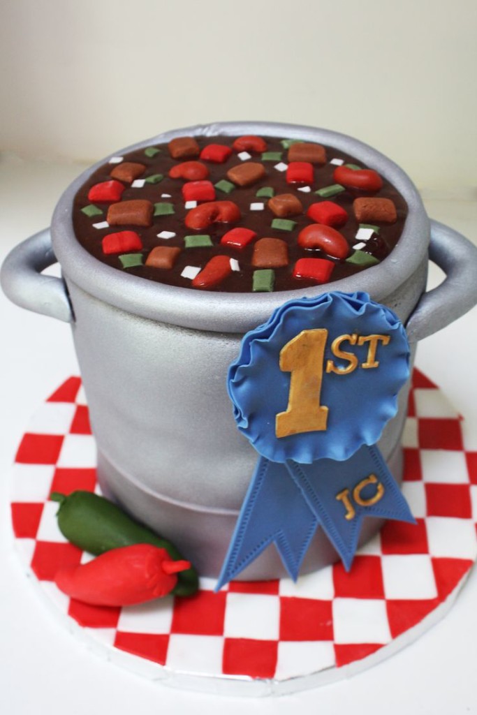 Chili cook-off first place pot of chili cake