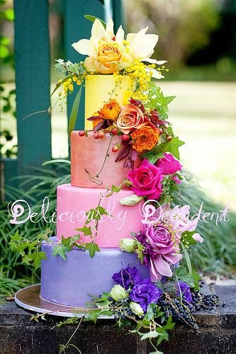 Colorful Tiered Wedding Cake