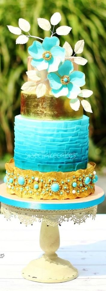 Pastel de Bodas Color Aqua