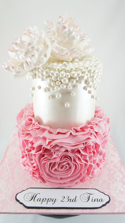 Pink Vintage Ruffle Cake | 21st Birthday Cake