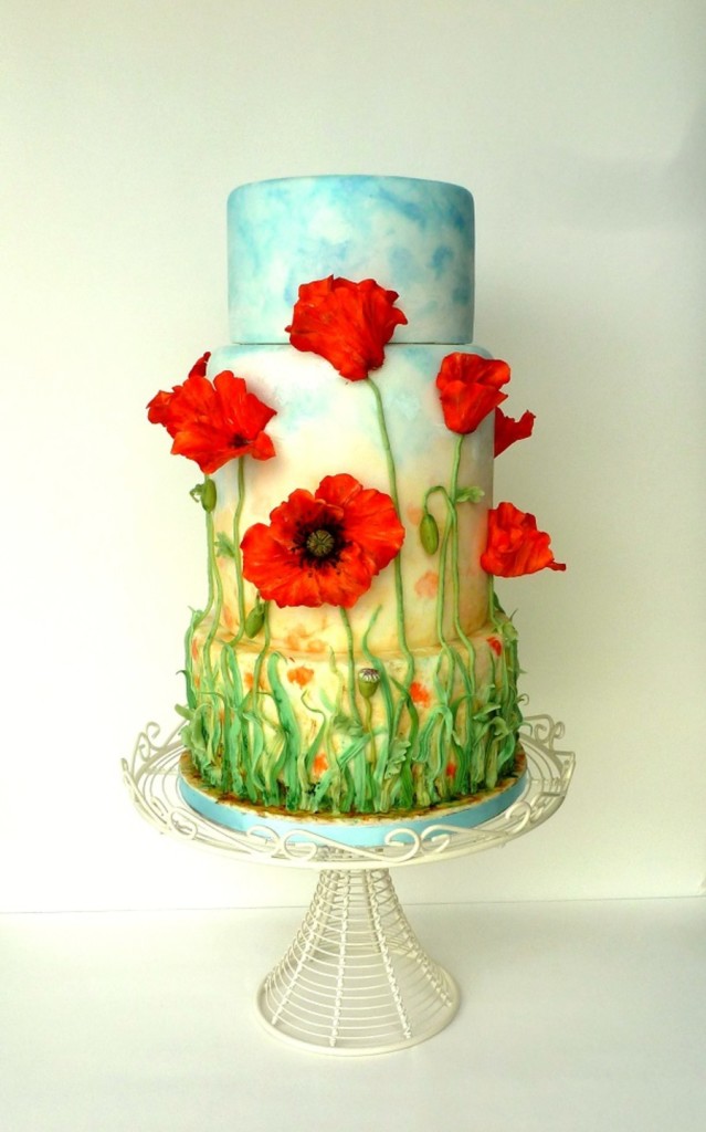 Poppy Field Wedding Cake