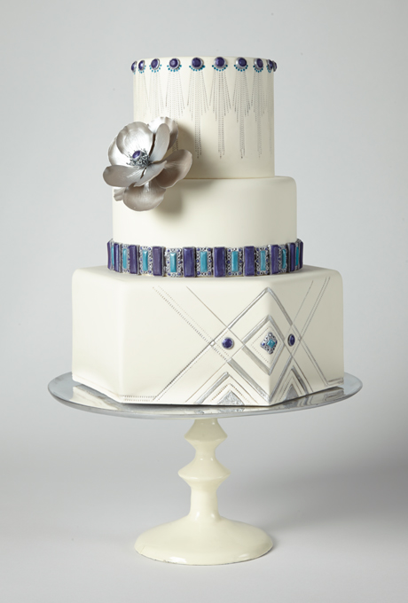 Art Deco-Inspired Cake With Silver And Blue Accents - Amazing Cake Ideas