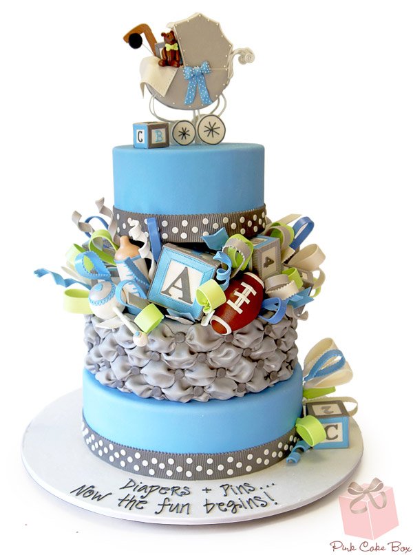 Baby Carriage Block Shower Cake