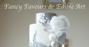 Blue Diamond Ruffle Tall Floral Wedding Cake