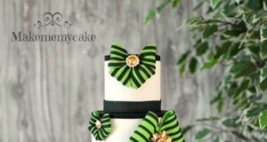 Vivid Green and Black Patterned Tiered Cake