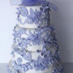 Whimsical Lilac Flower and Vines Applique Cake