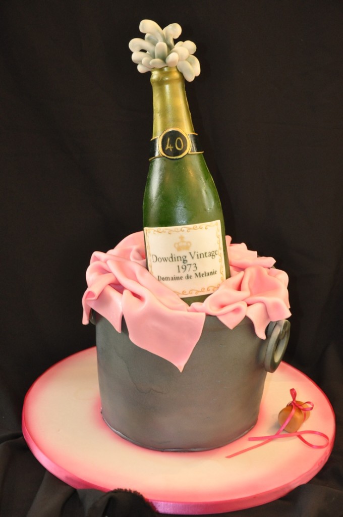 Champagne Bottle in a Bucket Cake