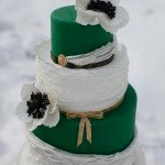 Emerald and White Wedding Cake with Anemones