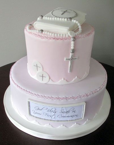 Blue And WhiteTwo Tier Holy Communion Cake  cakewaves