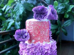 Lavender Ruffled Wedding Cake