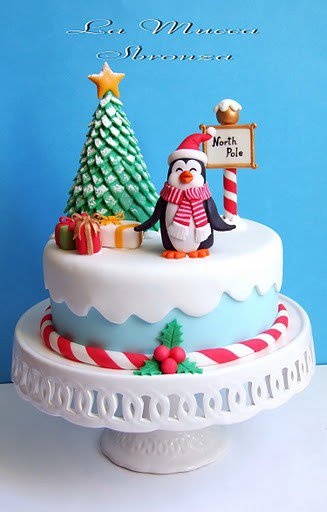 Penguin North Pole Christmas Cake