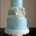 White and Sky Blue Cake