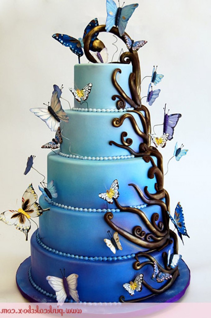 Blue Butterfly Ocean Cake