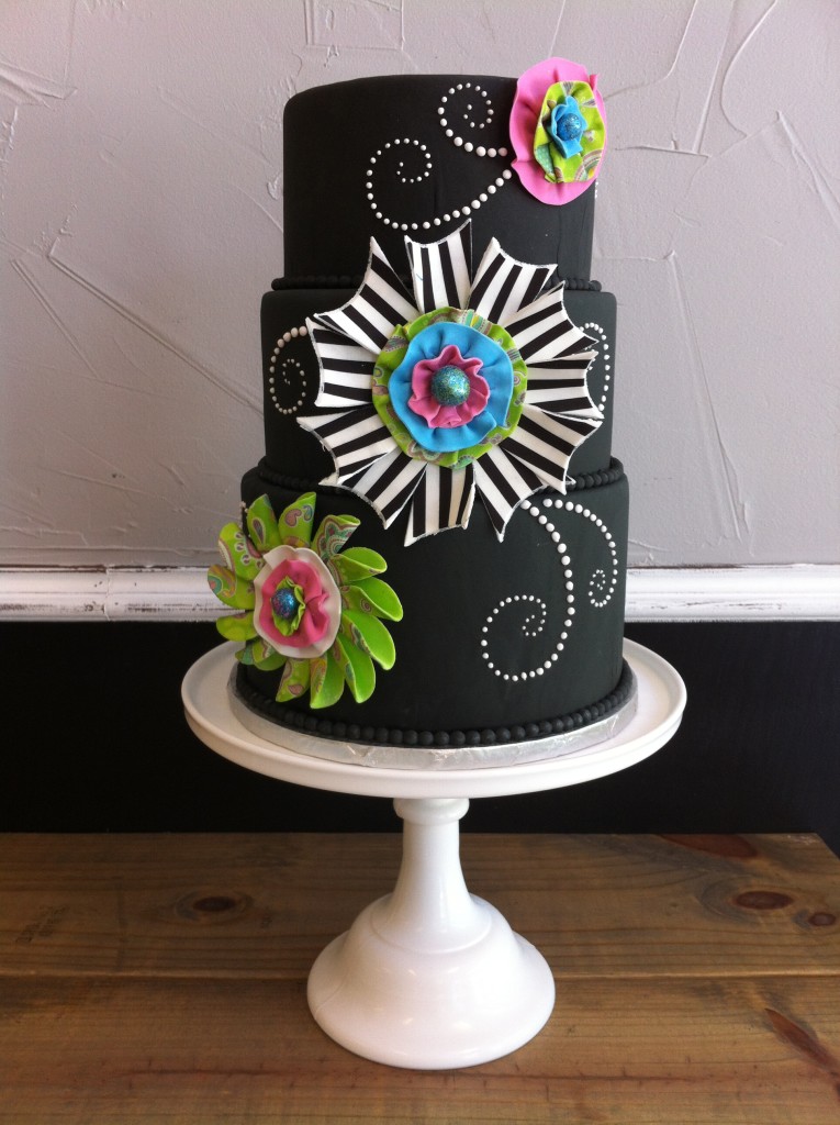 Bold and Bright Black and White Cake