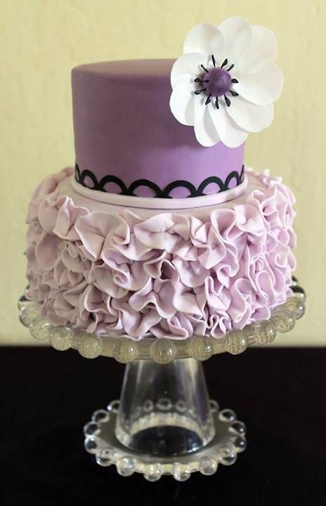 Girly Purple Ruffle Cake