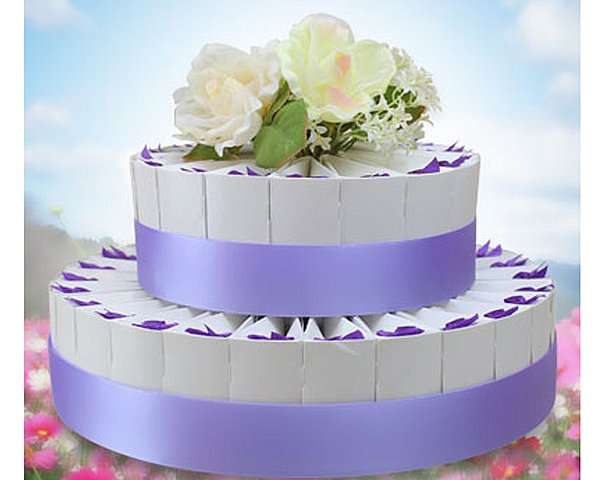 Lavender with White Rose Wedding Cake Round 2 Tiers