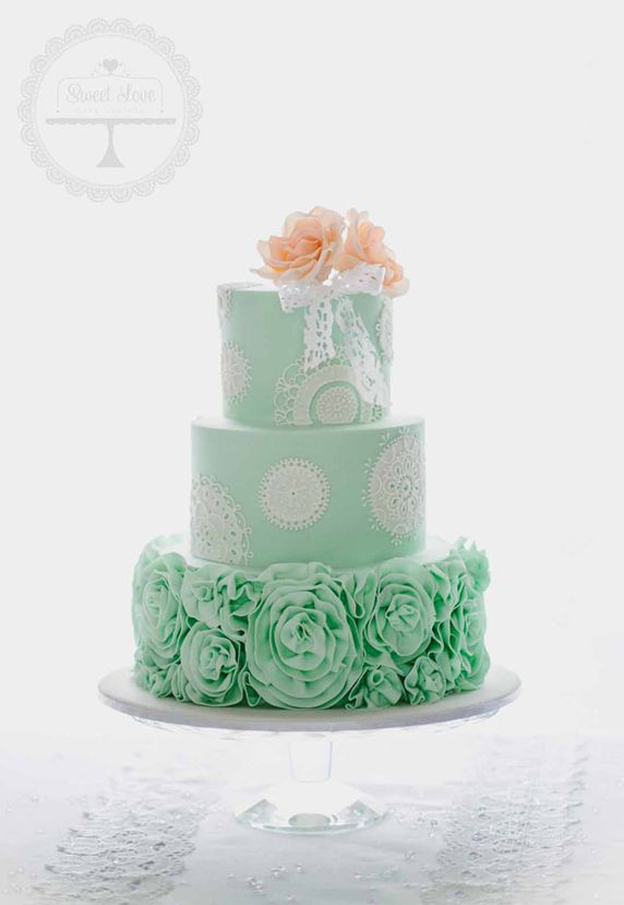 Mint Green Rose Blooms Wedding Cake - Amazing Cake Ideas