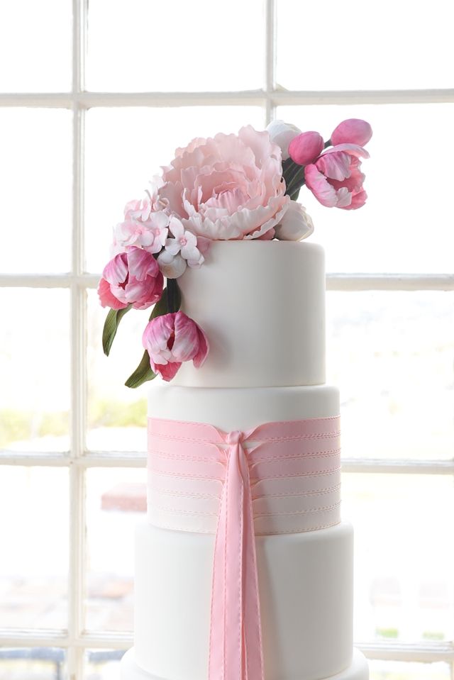Pink Ombre Cake with Whimsical Details