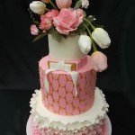 Pink and White Tulip Wedding Cake
