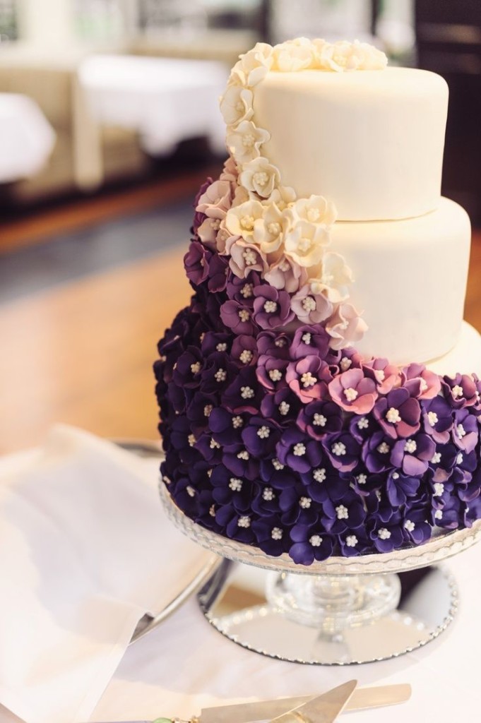Vibrant Purple and Exquisite Sugar Flowers Cake