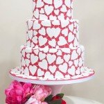White Hearts Wedding Cake