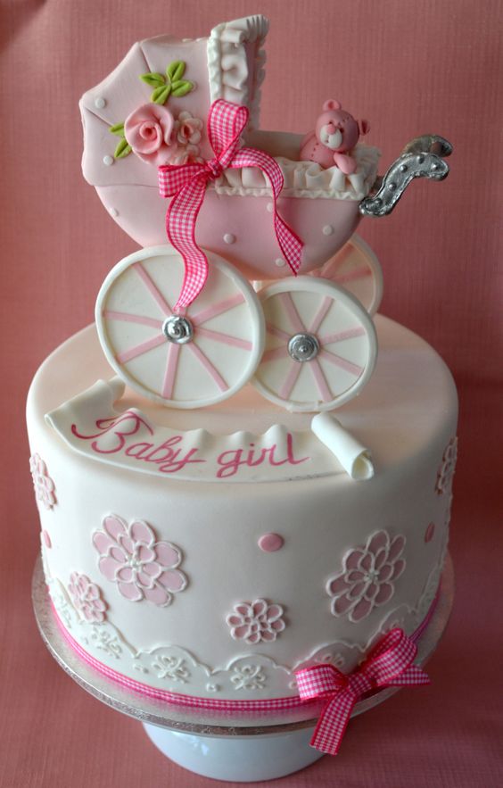 Baby Girl Carriage Baby Shower Cake