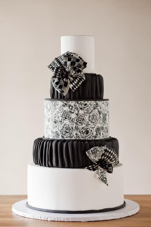 Black and White Fabric Inspired Cake