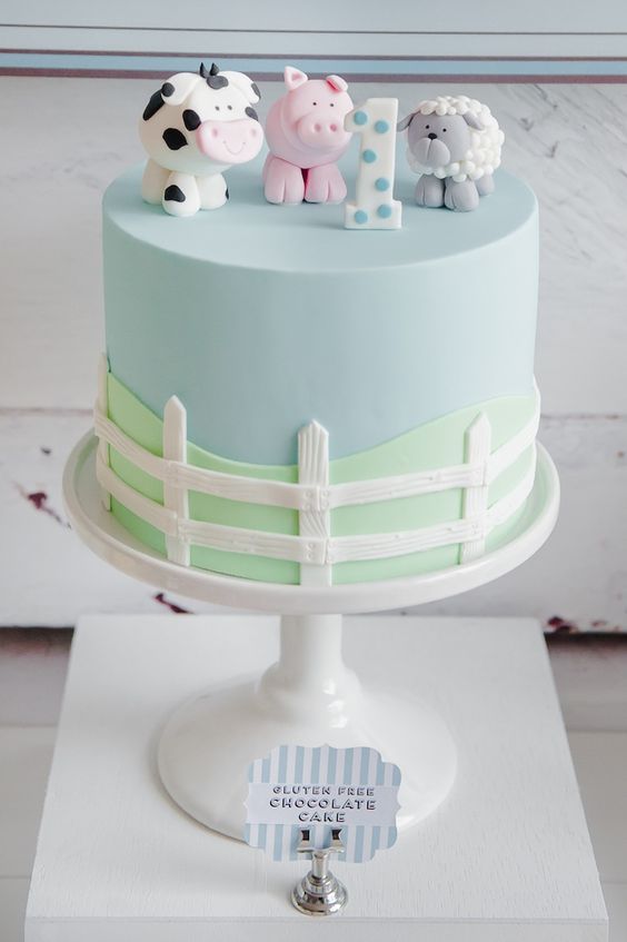 Farm Themed First Birthday Cake