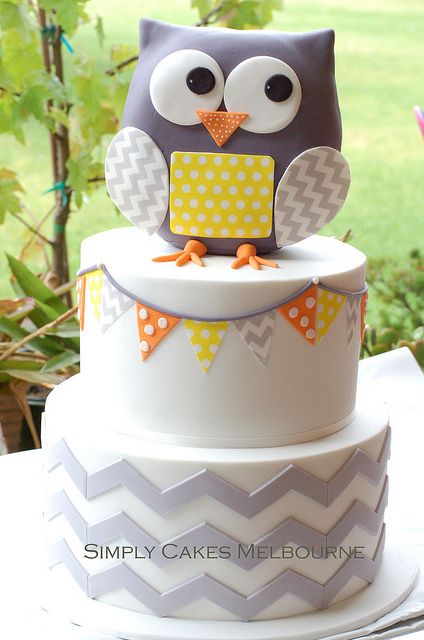 Owl Baby Shower Cake