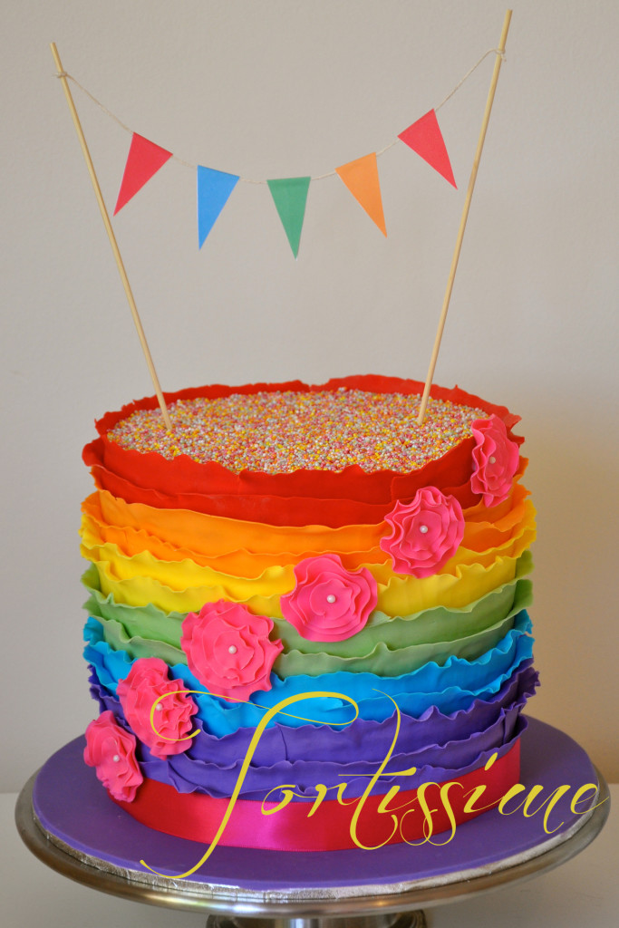 Rainbow Ruffle Cake