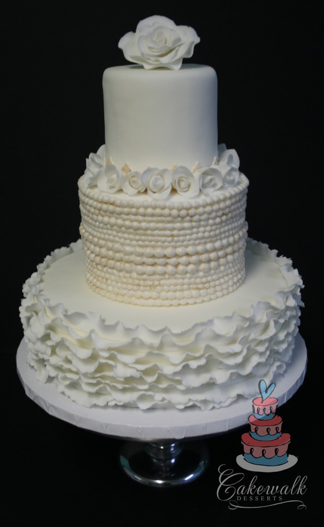 Ruffles Pearls and Roses Cake