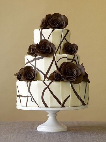 Beautiful White and Brown Cake
