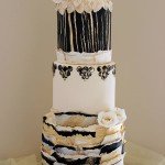 Black and White Wafer Paper Decoupage Cake