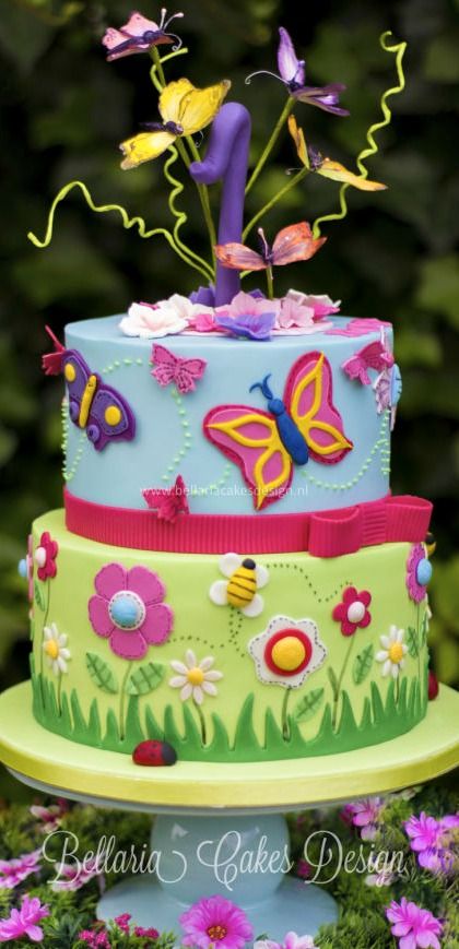 Butterflies Garden Birthday Cake