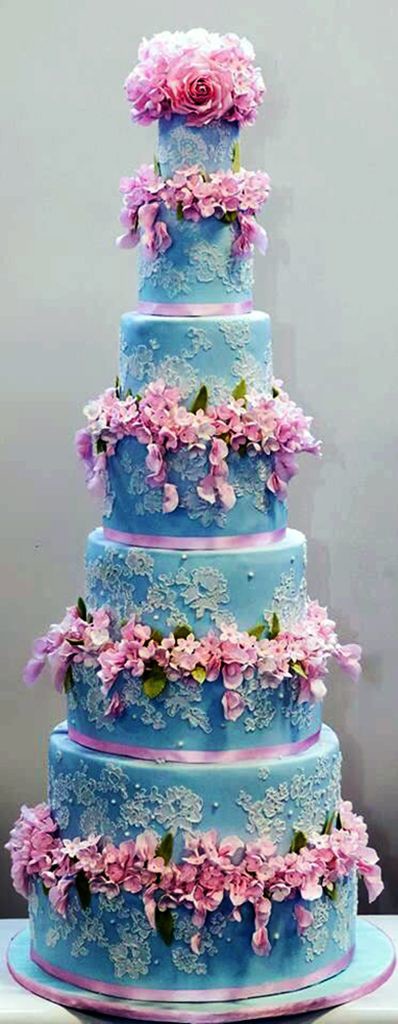 Fabulous Pink and Blue Tower Cake
