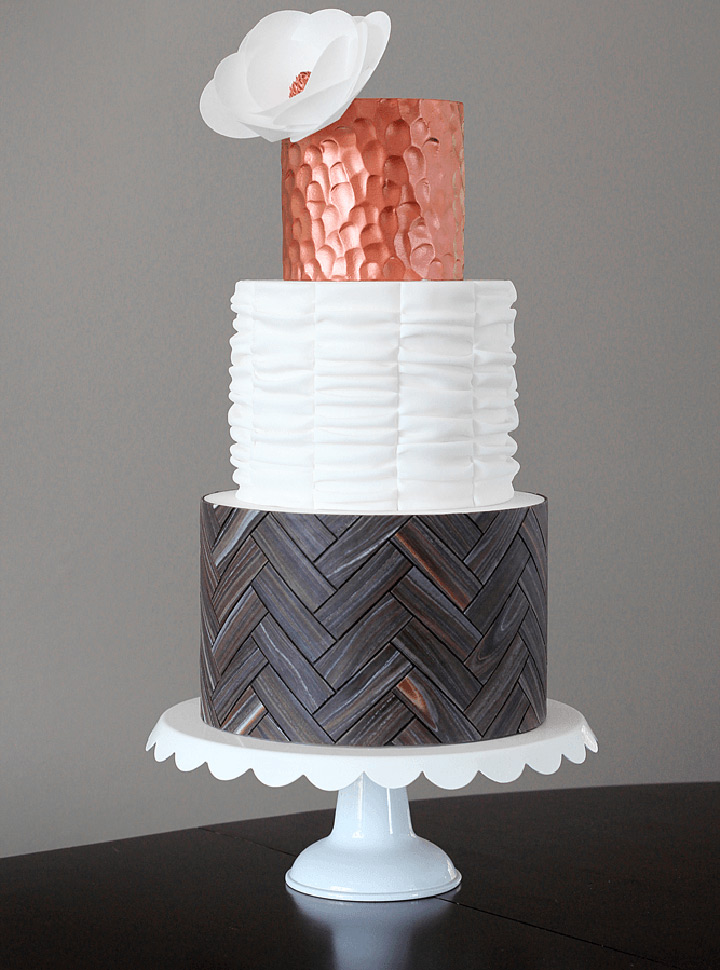 Grey Crimson Non Froufrou Wedding Cake from Jessica Harris Cake