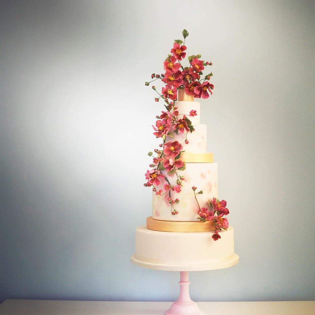 Our “Marsala Flowers” Cake