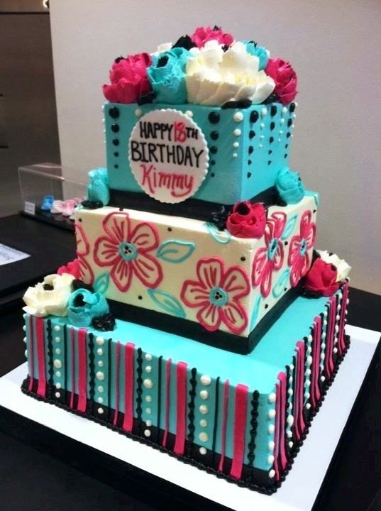 Teal Blue Pink Cake