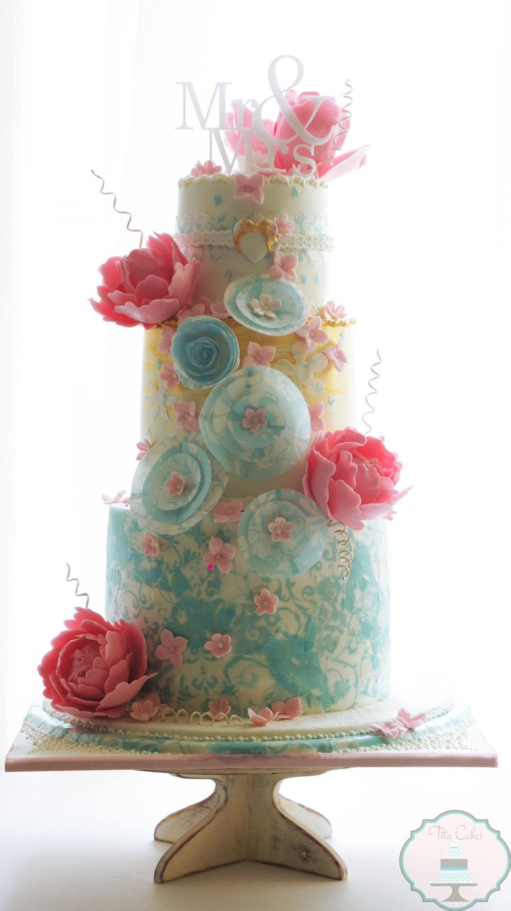 whimsical pastel wedding cake
