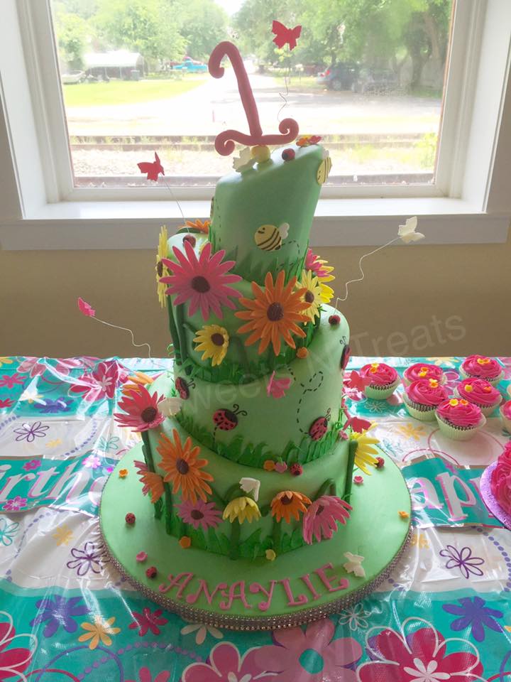 Garden First Birthday Cake by KCs Sweets N Treats