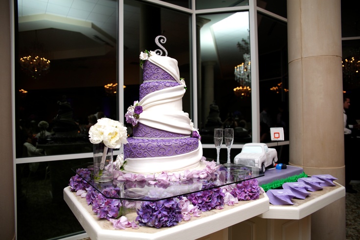 Purple Orchid Wedding Cake