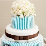 Tiffany Blue Stripes by Cake Designs Wedding Cakes