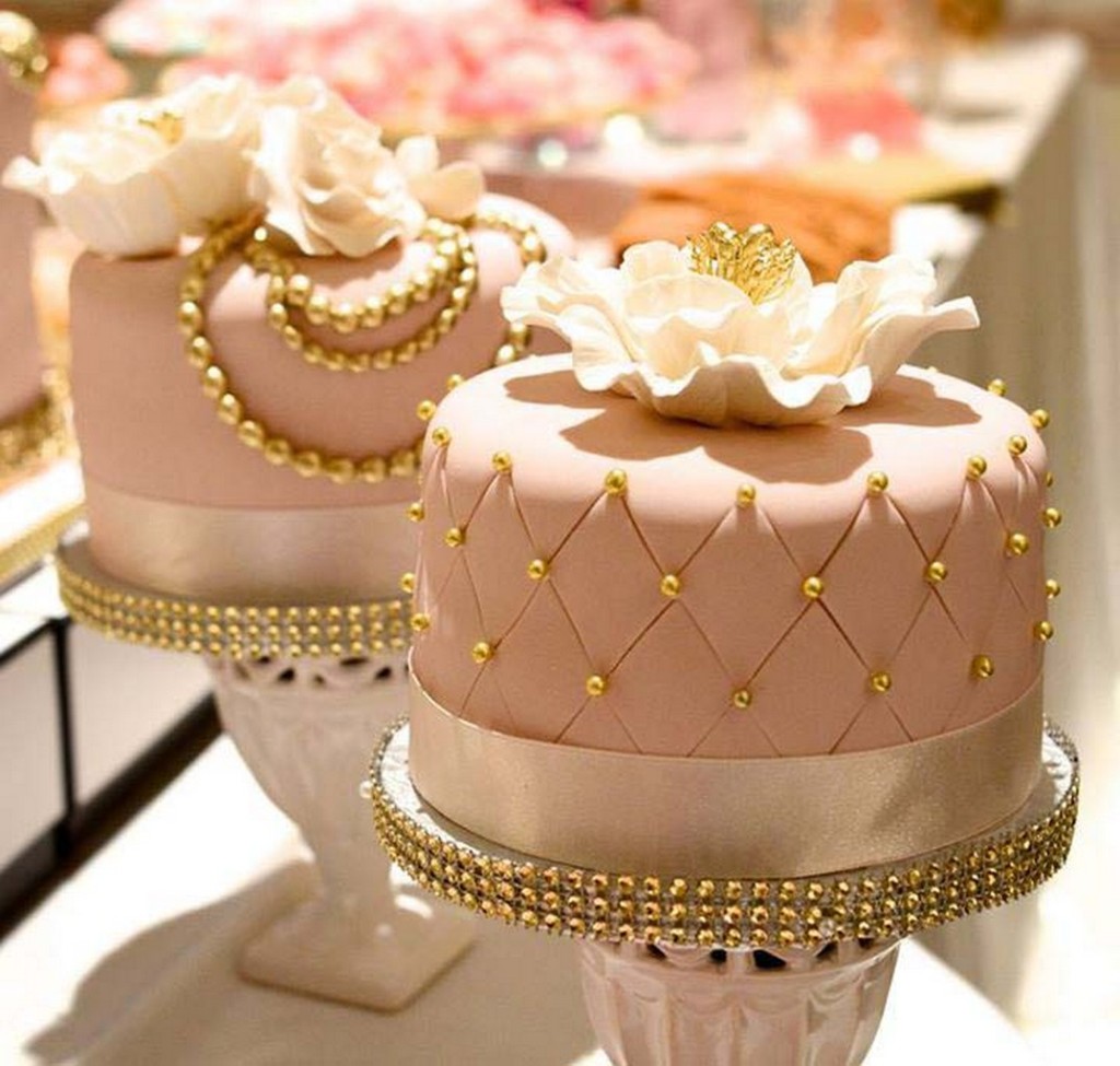 Vintage Pink Gold Pearls Elegant Cakes