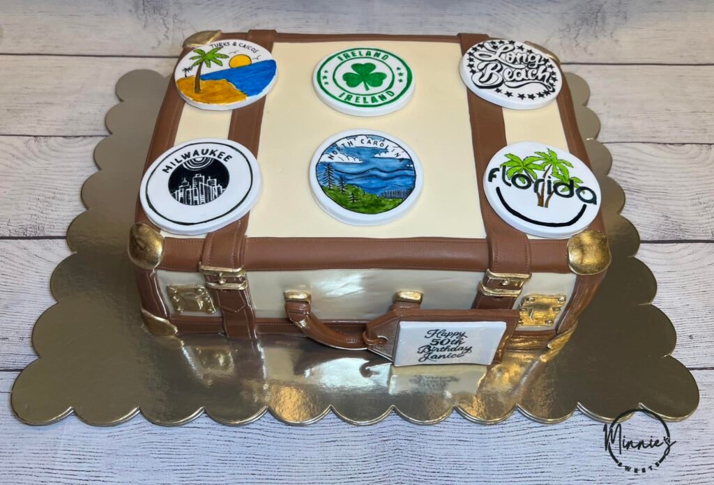 Travel Themed Suitcase Cake by Minnie's Sweets
