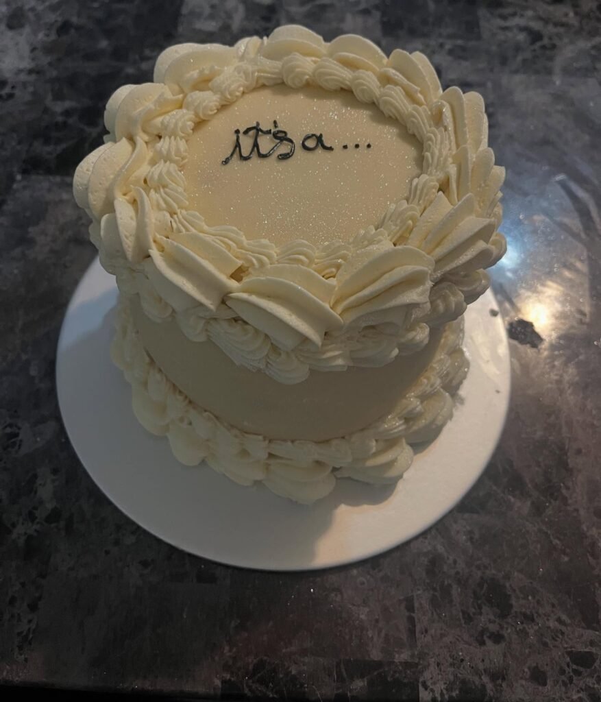 Gender Reveal Cake by CC's Cookies and Cupcakes